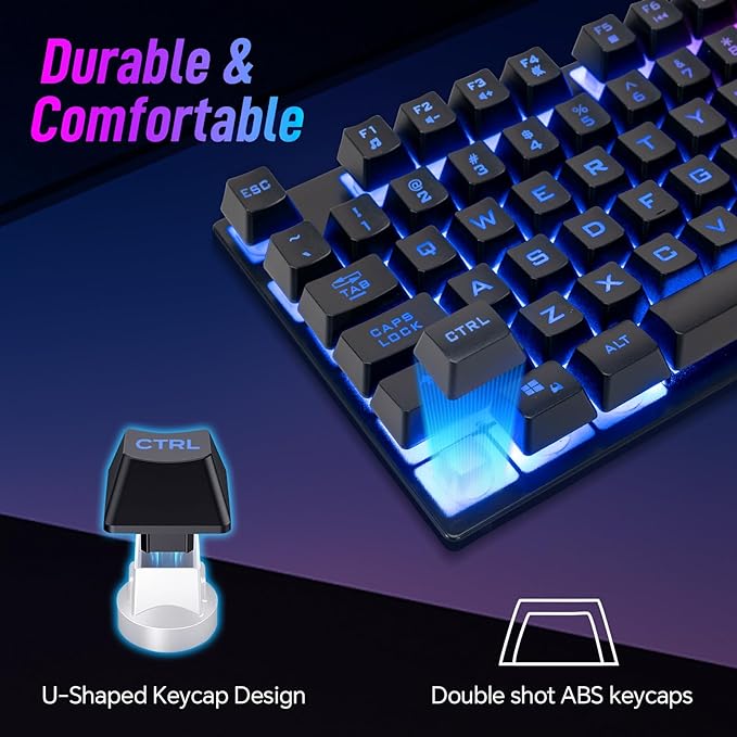 CHONCHOW Wired Gaming Keyboard, 104 Keys Full Size, - Image 6