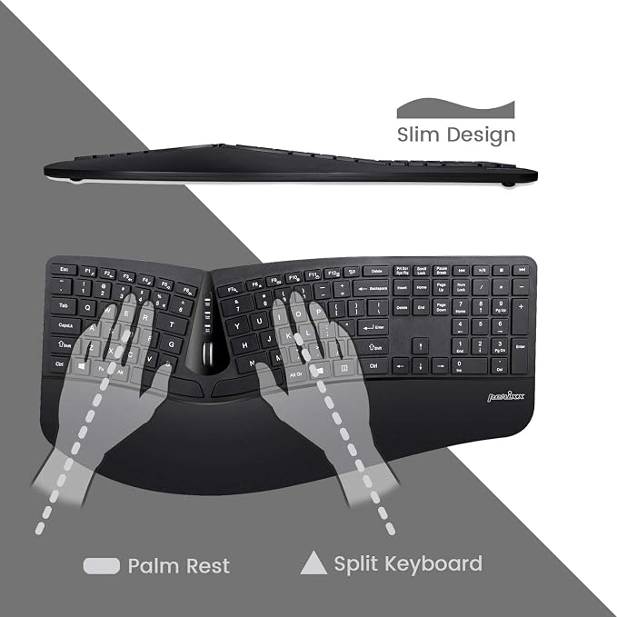 Perixx Periduo-605, Wireless Ergonomic Split Keyboard and Vertical Mouse Combo - Image 2