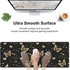 Golden Butterflies Desk Mat, Large Butterfly and Round Spots Gaming Keyboard - Image 5