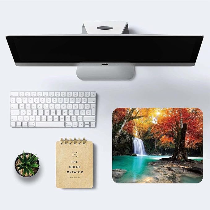 Deep Forest Waterfall Mouse Pad, Non-Slip Rubber Base Wireless Gaming MousePads - Image 6