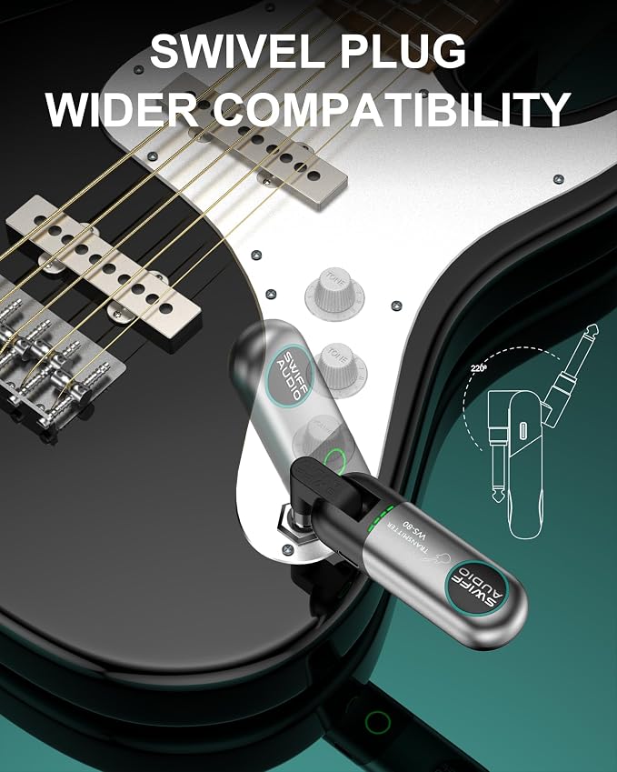 Wireless Guitar System, SWIFF Wireless Guitar Transmitter Receiver - Image 3