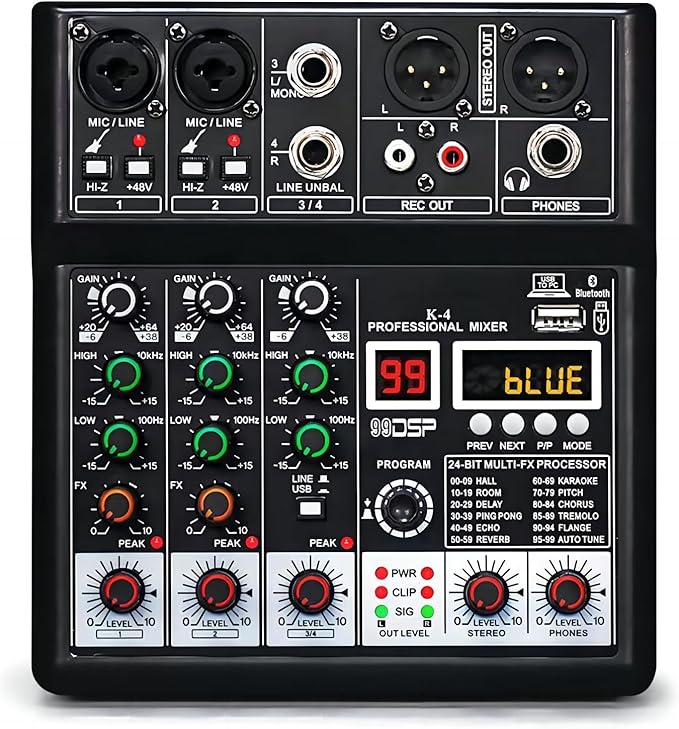 Dj Mixers, 4 Channel Audio Mixer, Sound Board by jindaaudio