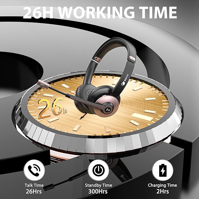 Wireless Headset with Mic for Work, Handsfree 26+ Hours Battery & Mute Button - Image 7