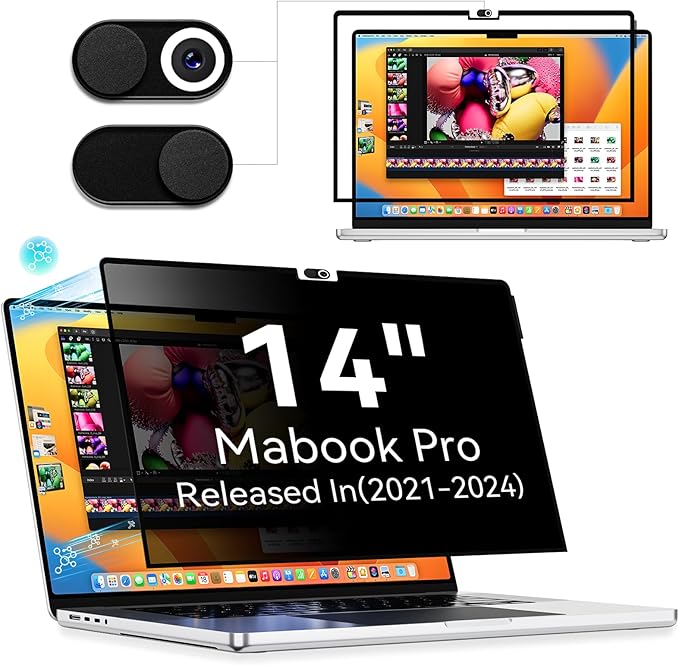 Privacy Screen Protector for MacBook Pro 14 Inch, Easy On/Off Removable Anti by Protescreen