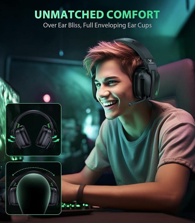 HW11 Wireless Gaming Headset for PS5, PS4 Pro, Gamer Headphones for PC - Image 6