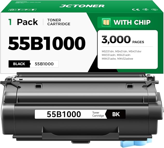 55B1000 Toner Cartridge with Chip Replacement by JCTONER