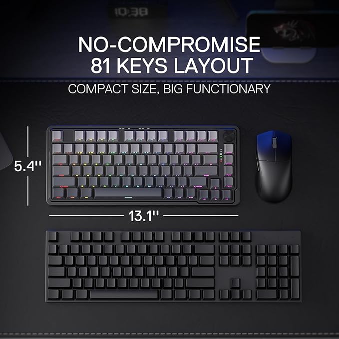 Redragon K673 GB 75% Wireless Gasket RGB Gaming Keyboard, 3-Modes 81 Keys PBT - Image 3