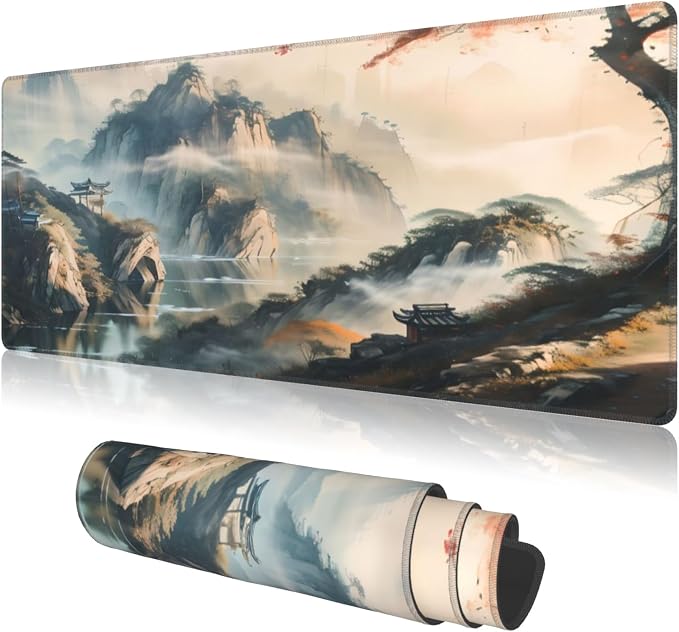 Large Mouse Pads Anime Landscape Mountain Wilderness Wonderland Non-Slip Rubber by PPZCXWP