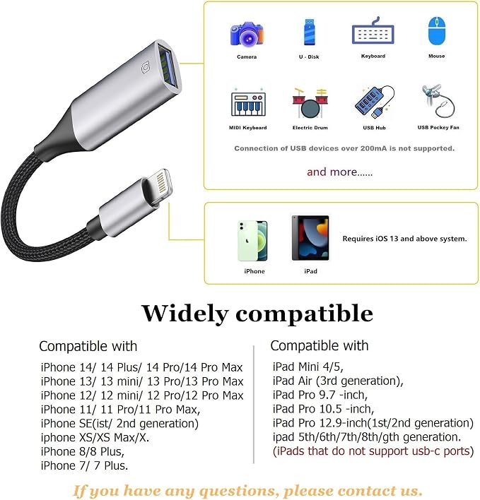 IVSHOWCO Lightning to USB Adapter, USB Camera Adapter - Image 7