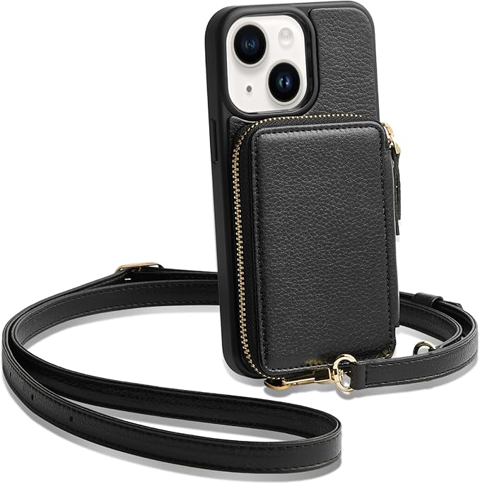 ZVE for iPhone 15 Wallet Case, Card Holder Crossbody Phone Purse for Women by ZVE