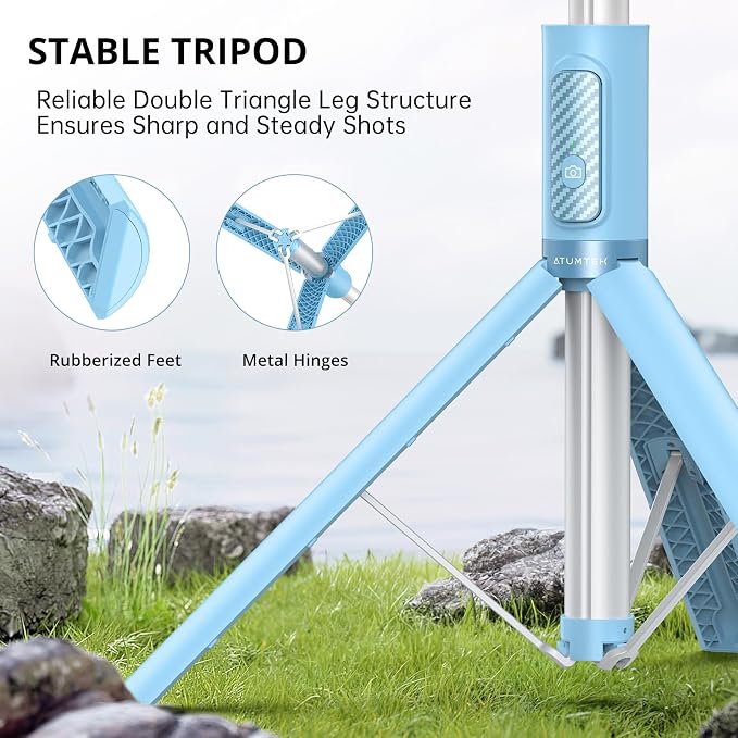 ATUMTEK 55" Selfie Stick Tripod, All-in-one Extendable Aluminum Phone Tripod - Image 3