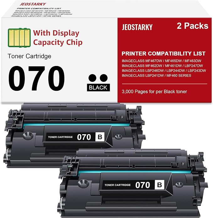 Compatible for Canon 070 Black Toner Cartridge Replacement for Canon 070h by Jeostarky