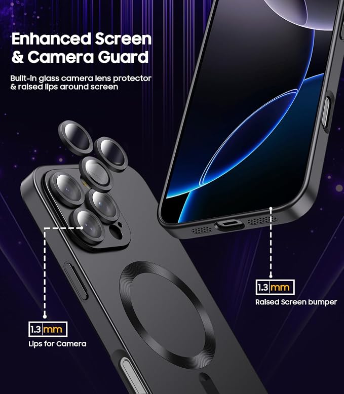 Magnetic for iPhone 16 Pro Case Slim Soft Silicone Bumper Shockproof Metallic - Image 4