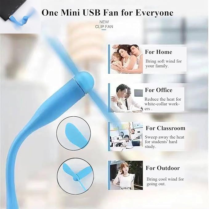 Mini USB Fan, Portable Pocket Fan USB-A Powered Little Cooler, Quiet Operation - Image 3