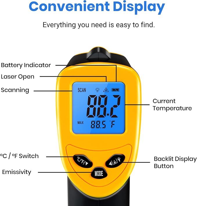 Etekcity Infrared Thermometer Temperature Gun 1080, -58°F to 1130°F - Image 10