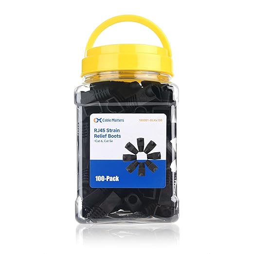 Cable Matters 100-Pack Cat6 / Cat5e RJ45 Strain Relief Boots, RJ45 Boot by CableMatters
