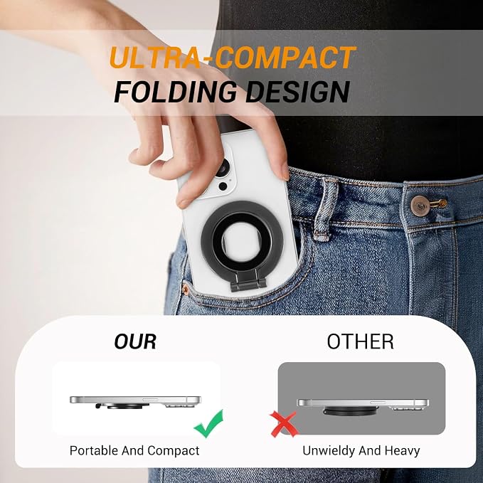 Magnetic Ring Holder Grip, Adjustable Magnet Phone Ring Stand, Strong Double - Image 6