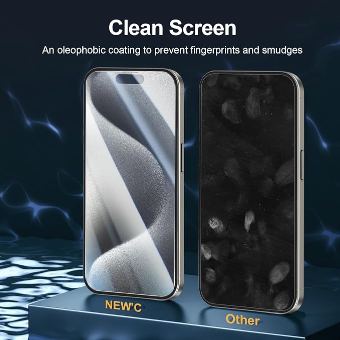 NEW'C 3 Pack Designed for iPhone 15 Pro Screen Protector, Enhanced Tempered - Image 5