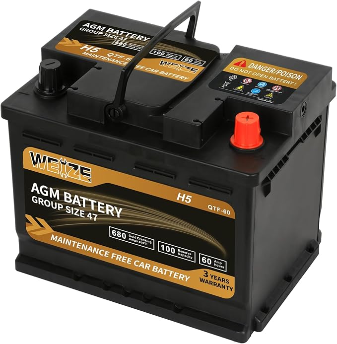 Weize Platinum AGM Battery BCI Group 47-12v 60ah H5 Size 47 Automotive Battery - Image 5