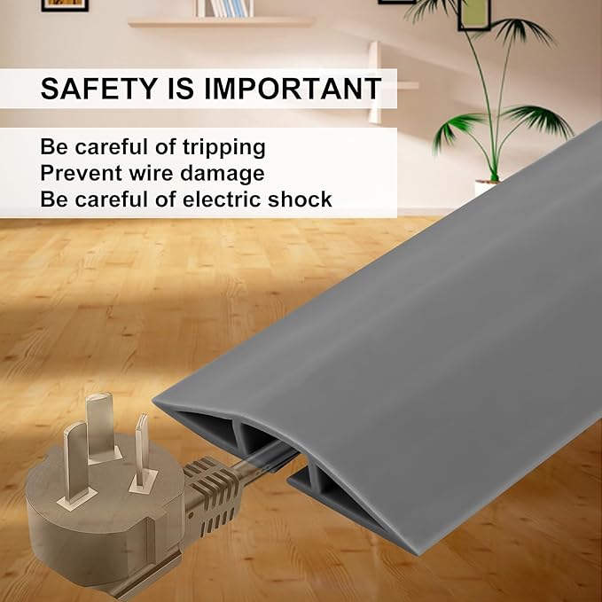 6.5Ft Floor Cord Cover Gray Silicone Cable Protector Easy to Install Wire - Image 7