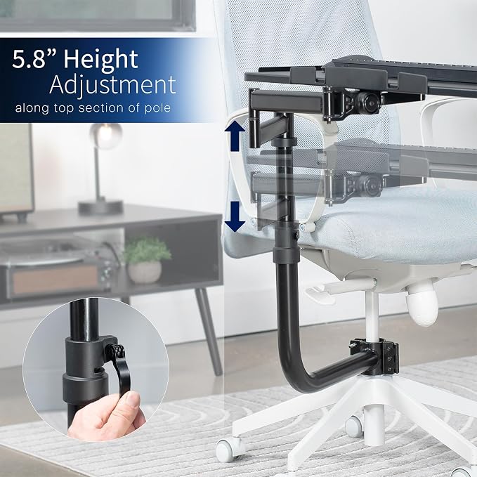 VIVO Office Chair Mounted 26 x 12 Inch Keyboard and Mouse Tray, Ergonomic Tilt - Image 4