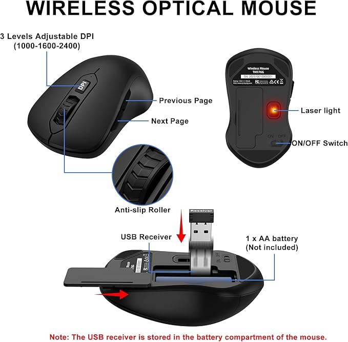 Wireless Keyboard and Mouse Combo, Full Size Quiet Key Computer Keyboard and - Image 6