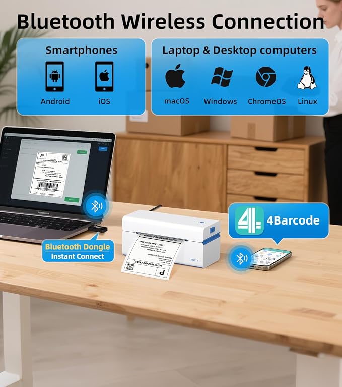 ORGSTA Bluetooth Thermal Shipping Label Printer T001-Plus Wireless 4x6 Shipping - Image 2
