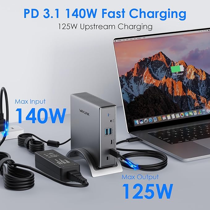 Laptop Docking Station, WAVLINK PD3.1 Docking Station 3 Monitors - Image 7