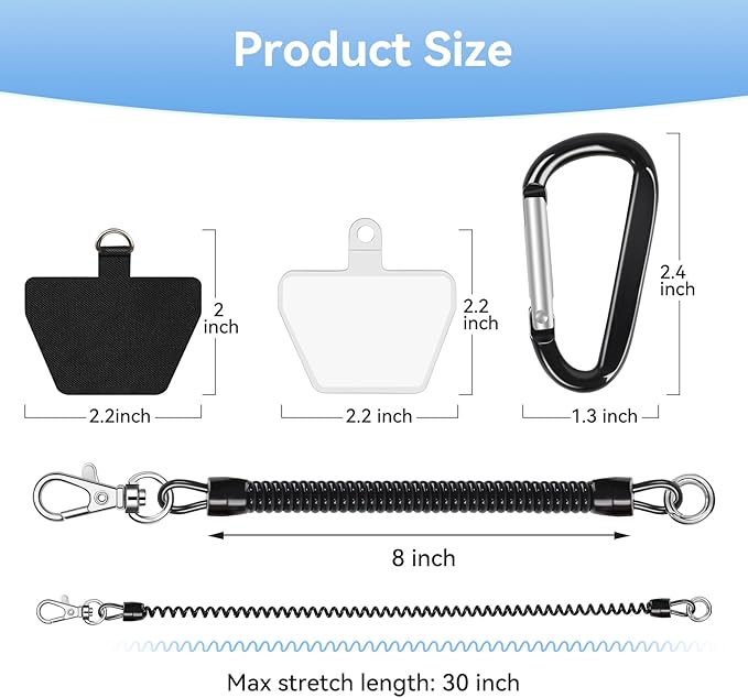 SHANSHUI Phone Lanyard, Spring Rope Phone Tether Tabs - Image 7