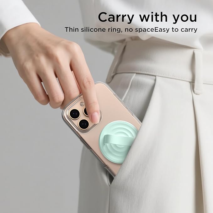 Magnetic Phone Ring Grip Holder, Silicone Finger Loop Grip, Compatible - Image 9