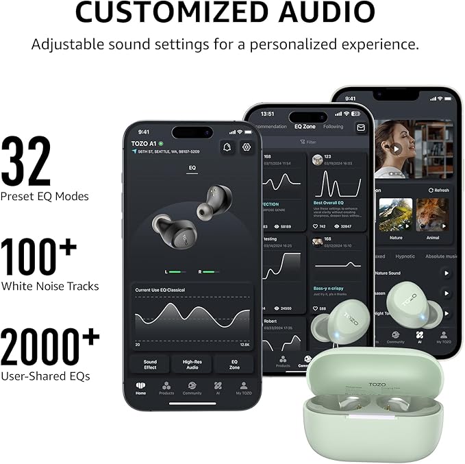 TOZO A1 Wireless Earbuds Bluetooth 5.3 Light Weight in Ear IPX5 Waterproof - Image 5