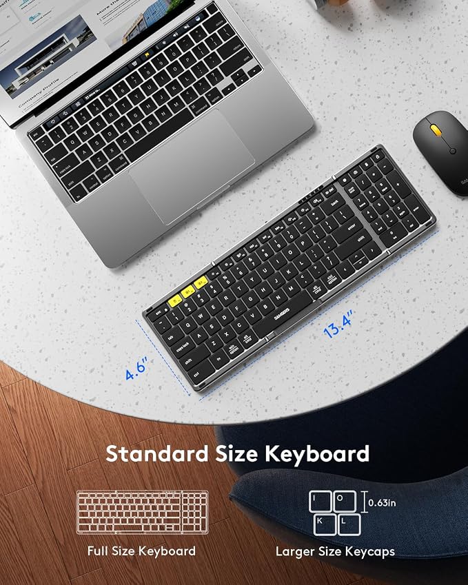 Foldable Keyboard and Mouse, Samsers Folding Bluetooth Keyboard Combo, 2.4G + - Image 3