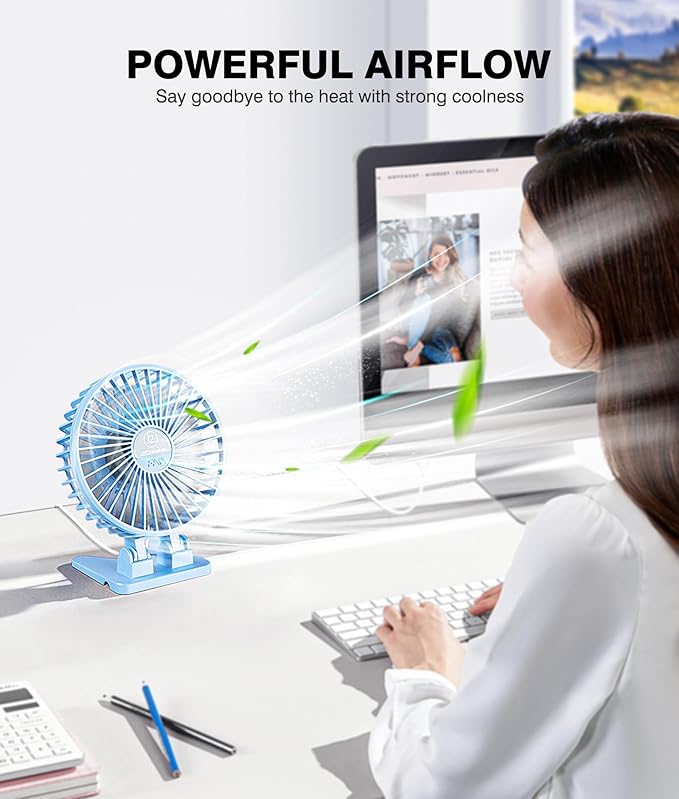 JZCreater USB Desk Fan, Portable Fan Mini, 3 Speeds Desktop Table Cooling - Image 2