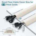 Cord Hider Floor, Cord Protector Floor Extension Cable Cover, Soft PVC Wire - Image 2