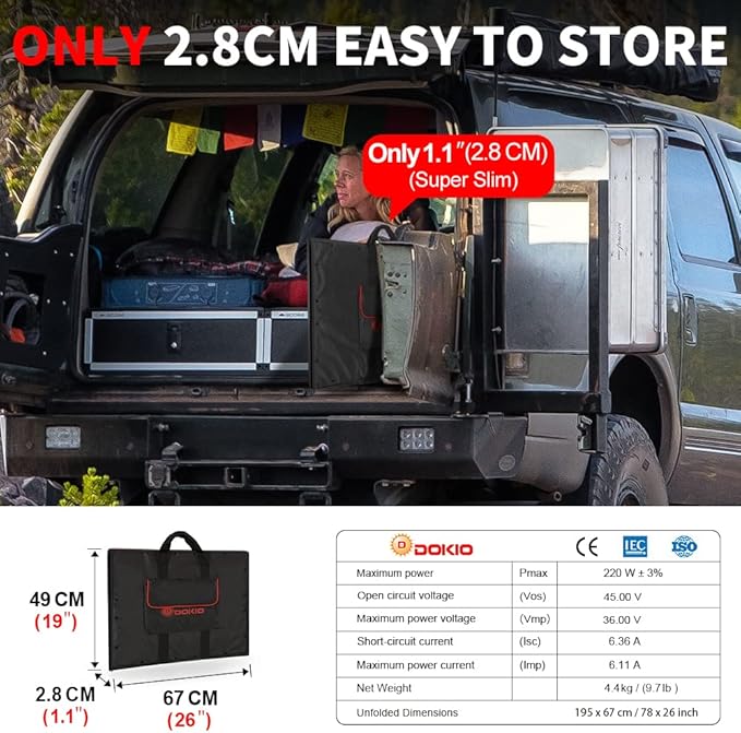 DOKIO 200W 36V Portable Folding Solar Panel Kit - Image 2