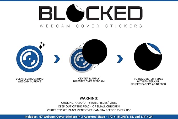 BLOCKED Webcam/Camera Vinyl Covers | Low-Tack Restickable Webcam Sticker | - Image 6
