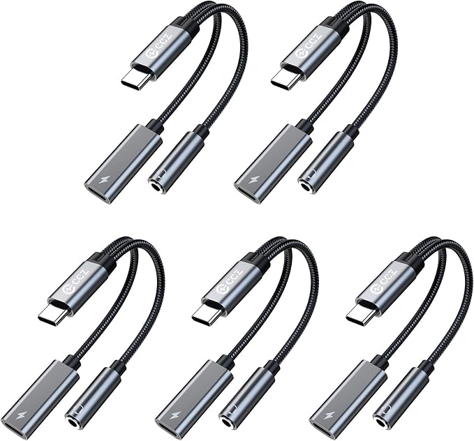 5PCS USB C Splitter for KZ ZS10 PRO, CCZ CA01 USB C to 3.5mm Audio Headphone by Yinyoo