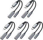 5PCS USB C Splitter for KZ ZS10 PRO, CCZ CA01 USB C to 3.5mm Audio Headphone by Yinyoo