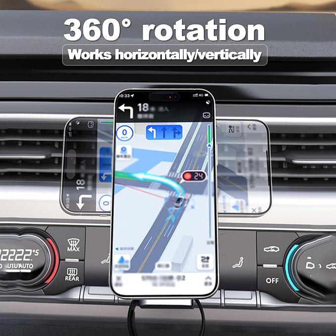 3 in 1 Wireless Car Charger, 15W Fast Charging Phone Holder Foldable Magnetic - Image 4