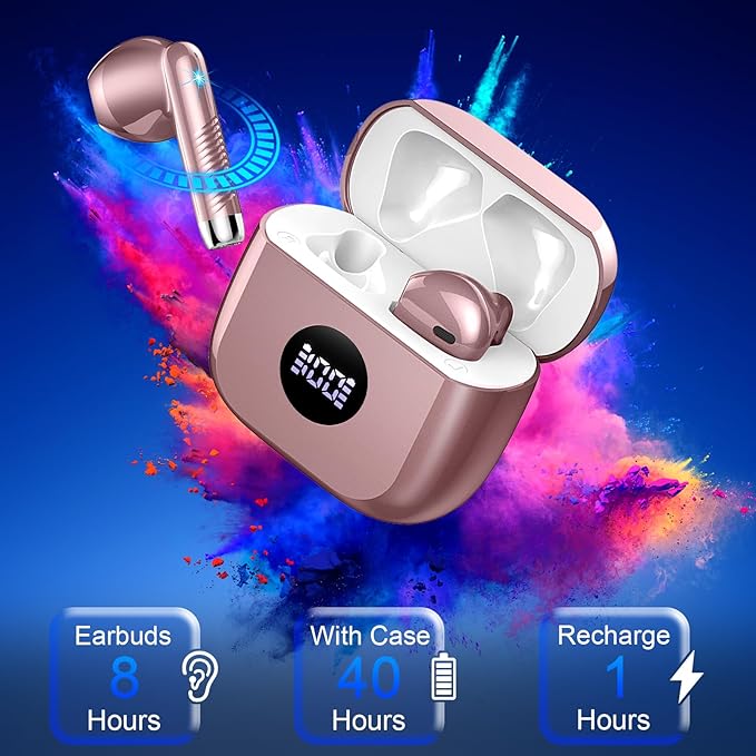 Wireless Earbuds, 40H Playback Mini Case IP7 Waterproof Sports Earphones - Image 7