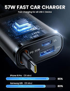 Lamicall Retractable Car Charger USB C Fast Charging 57W Type C Car Phone - Image 6