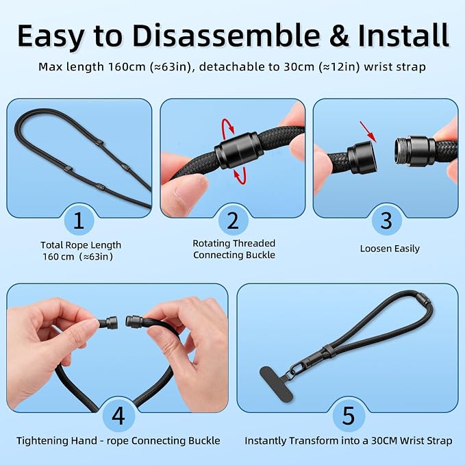 3 in 1 Adjustable Universal Anti-lost Cell Phone Lanyard, Detachable Cell phone - Image 5