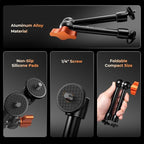 K&F CONCEPT 2-Pack 9.8" Magic Arm, 1/4" Screw Camera Mount Arm 360° Ball Heads - Image 2