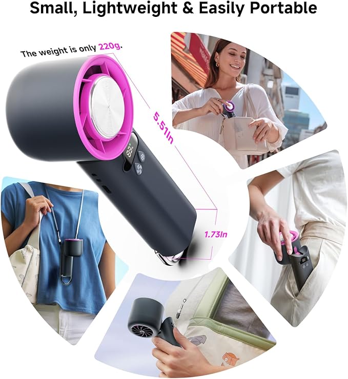 15000RPM 24H Max Cooling Time Highly Speed Hand Fan, Collapsible Mini Small - Image 5