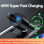 Retractable Car Charger, 4 in 1 Super Fast Car Phone Charger 60W, 2 Retractable - Image 8