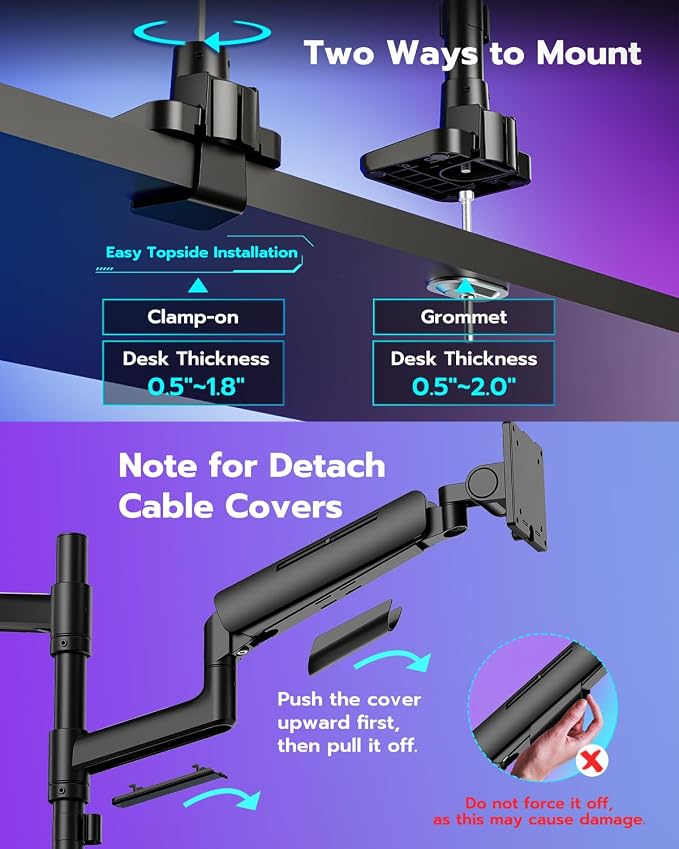 Vertical Dual Monitor Mount for 17-49 Inch Ultrawide Heavy Duty Curved Screen - Image 7