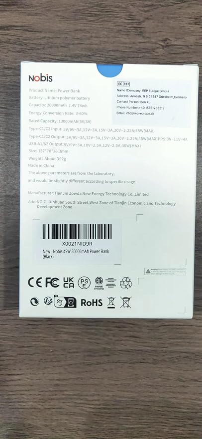 NOBIS Portable Charger, 20000mAh Power Bank, 45W Power Bank Fast Charging - Image 10