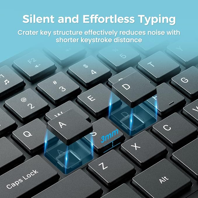 Lovaky MK98 Wireless Keyboard, 2.4G Ergonomic, Computer Keyboard, Enlarged - Image 6