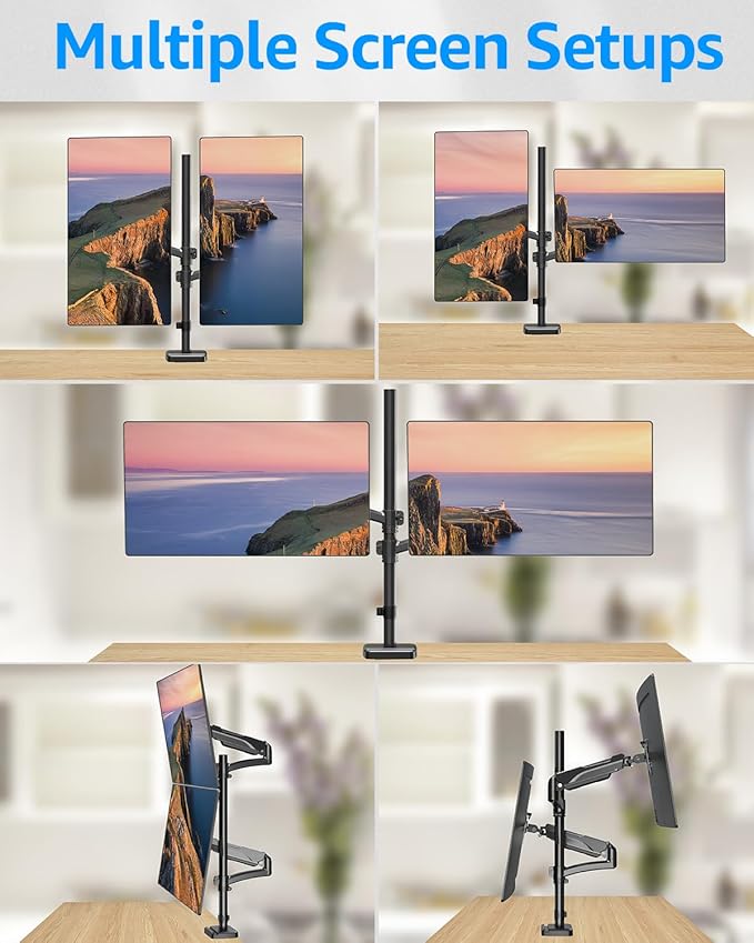 MOUNTUP Vertical Dual Monitor Mount Holds 4.4-17.6lbs, Dual Monitor Stand - Image 7