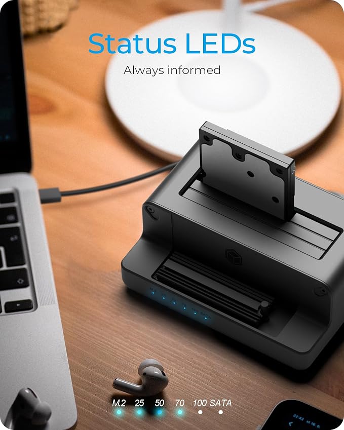 M.2 NVMe & SATA SSD/HDD Hard Drive Docking Station, ICY BOX USB-C 10Gbps M.2 - Image 6
